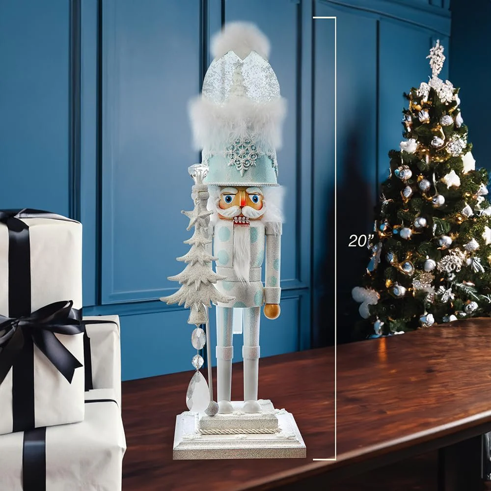Kurt Adler Hollywood Nutcrackers Battery Operated Lit Animated Musical White Soldier Water Globes Hat Nutcracker - Image 8